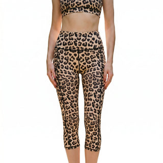Hochtaillierte Damen Capri-Leggings mit Muster-Leggings-Cecile Lavelle-Gelb-S-Cecile Lavelle