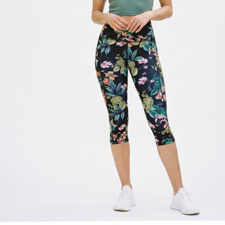 Hochtaillierte Damen Capri-Leggings mit Muster-Leggings-Cecile Lavelle-Grün-S-Cecile Lavelle