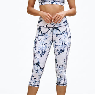 Hochtaillierte Damen Capri-Leggings mit Muster-Leggings-Cecile Lavelle-Weiß-S-Cecile Lavelle