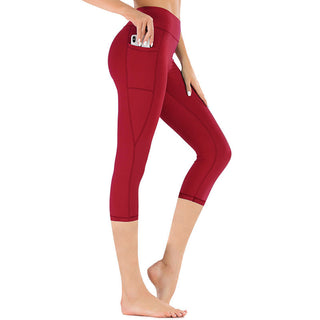 Hochtaillierte Damen Capri-Leggings mit Tasche-Cecile Lavelle-Rot-S-Cecile Lavelle