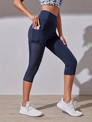 Hochtaillierte Damen Capri-Leggings mit Tasche-Legging-Cecile Lavelle-Dunkelblau-S-Cecile Lavelle