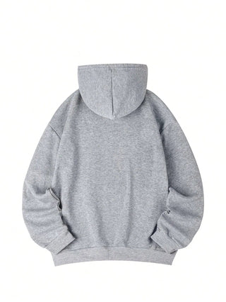 Hoodie Damen Grau Oversized mit Print