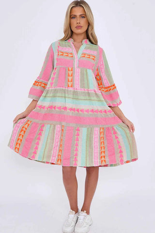 Leichtes Midi-Freizeitkleid mit Print