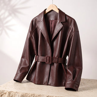Jacke Damen in Lederoptik Tailliert in Braun