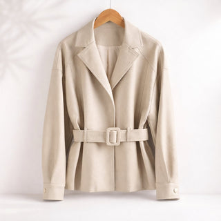 Jacke Damen in Lederoptik Tailliert in Creme