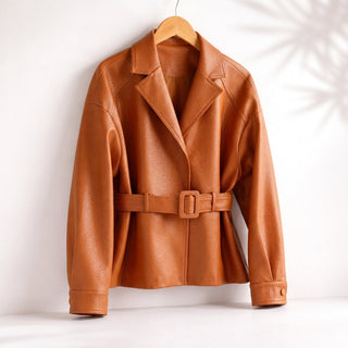 Jacke Damen in Lederoptik Tailliertin Orange