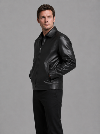 Jacke Herren Schwarz in Lederoptik