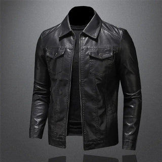 Jacke Herren Schwarz in LederoptikRegular Fit in Schwarz