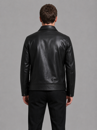 Jacke Herren Schwarz in Lederoptik