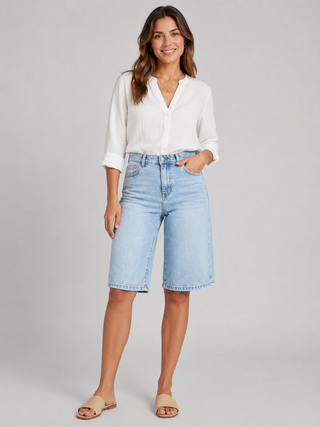 Jeans Bermuda Shorts Damen High Waist-Cecile Lavelle-Hellblau-S-Cecile Lavelle