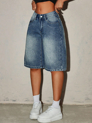 Jeans Bermuda Shorts Damen High Waist knielang-Cecile Lavelle-Cecile Lavelle