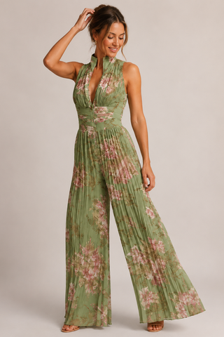 Jumpsuit Damen mit Weitem Bein und Blumenmuster-Cecile Lavelle-Cecile Lavelle