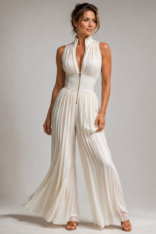 Jumpsuit Damen mit Weitem Bein und Blumenmuster-Cecile Lavelle-Creme-XS-Cecile Lavelle