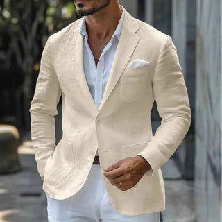 Leinen Sakko Herren-Jacke-Cecile Lavelle-Beige-S-Cecile Lavelle