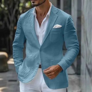Leinen Sakko Herren-Jacke-Cecile Lavelle-Blau-S-Cecile Lavelle
