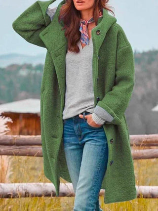 Mantel Damen Oversized mit Kapuzein Grün