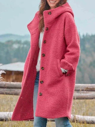 Mantel Damen Oversized mit Kapuze in Rosa