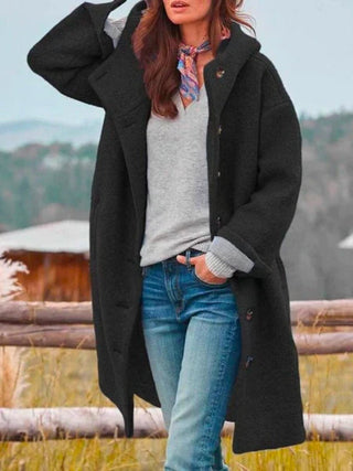 Mantel Damen Oversized mit Kapuze in Schwarz