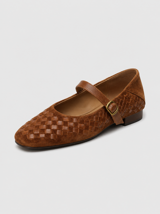 Mary Jane Ballerinas Damen geflochten mit Riemen-Cecile Lavelle-Braun-34-Cecile Lavelle