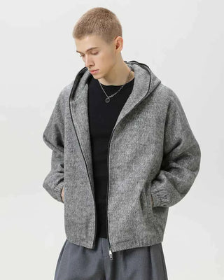Wollmischung Kapuzenjacke Herren