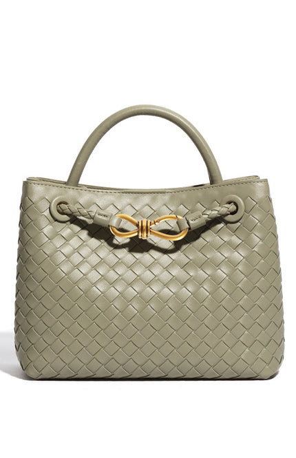 vivienne – geflochtene shopper bag mit gold-detail & strukturgriff