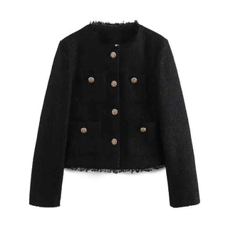 Taillierter Bouclé-Blazer mit Goldknöpfen