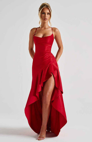Maxikleid mit Rüschenabschluss