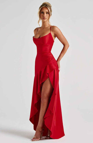Maxikleid mit Rüschenabschluss