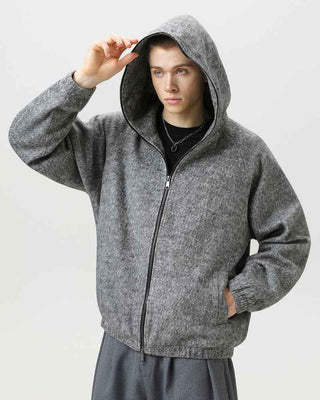 Wollmischung Kapuzenjacke Herren