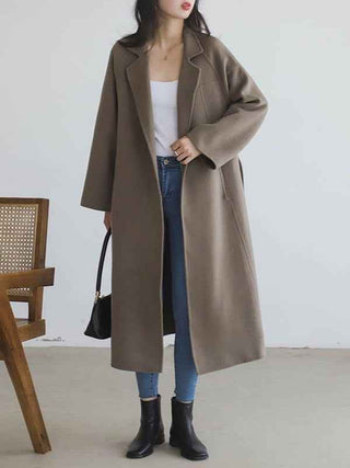 Oversize Wollmantel mit Bindegürtel