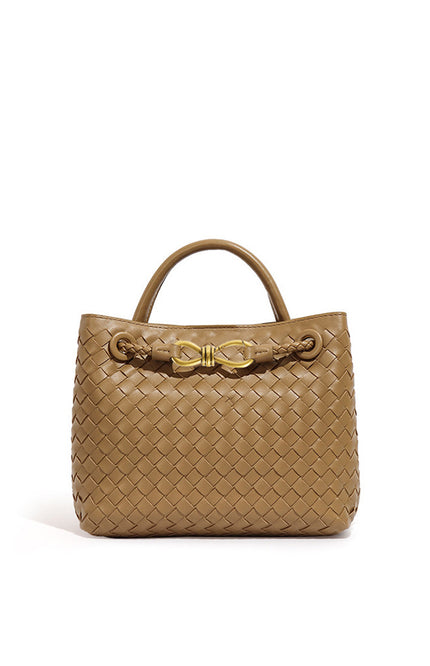 vivienne – geflochtene shopper bag mit gold-detail & strukturgriff