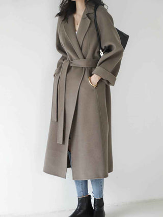 Oversize Wollmantel mit Bindegürtel