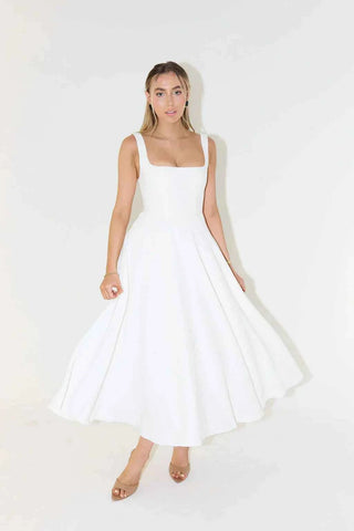 Midi‑Kleid mit Quadrat‑Ausschnitt & Taillenhoch