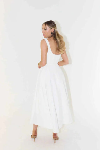 Midi‑Kleid mit Quadrat‑Ausschnitt & Taillenhoch