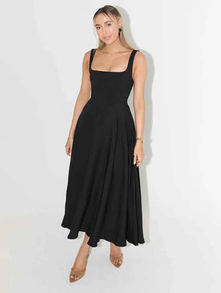 Midi‑Kleid mit Quadrat‑Ausschnitt & Taillenhoch