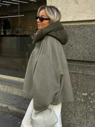 Oversize Steppjacke mit Kapuze-Jacke-Cecile Lavelle-Olive-S-Cecile Lavelle