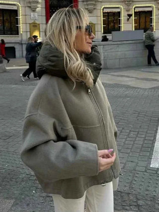 Oversize Steppjacke mit Kapuze