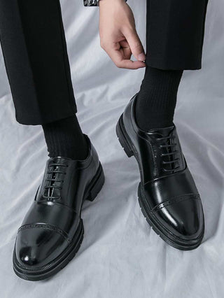Oxford Schuhe Herren Elegant mit Cap Toe Muster