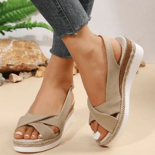 Plateau Sandalen Damen Sommer-footwear > sandals-Cecile Lavelle-Khaki-36-Cecile Lavelle