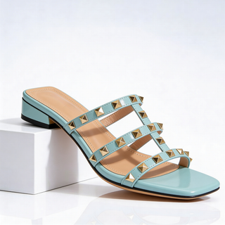 Riemchensandalen Damen mit Nieten und Absatz-Cecile Lavelle-Hellblau-36-Cecile Lavelle