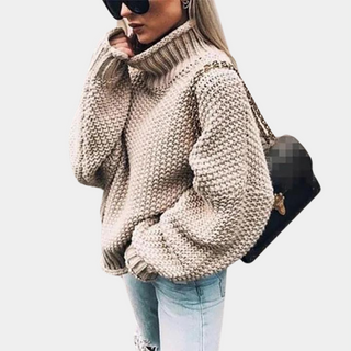 Rollkragenpullover Damen Oversizedin Khaki