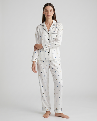 Schlafanzug Damen lang mit Hemd und Hose-Cecile Lavelle-Weiß-S-Cecile Lavelle