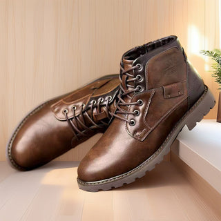 Schnürstiefeletten Herren in Lederoptik in Braun