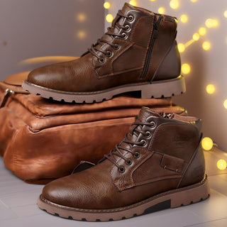 Schnürstiefeletten Herren in Lederoptik