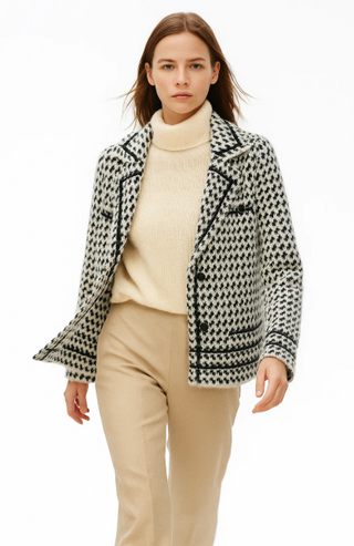 Damen Strick Jacke Hahnentritt