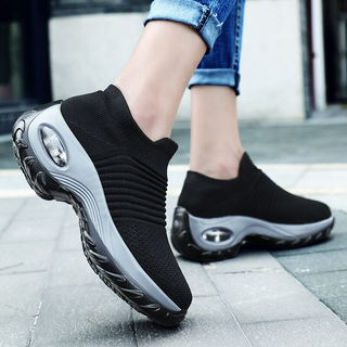 Slip-On Sneaker Damen Atmungsaktiv in Dunkelgrau
