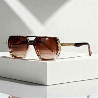 Sonnenbrille quadratisch UV400 mit Metallbügeln-Cecile Lavelle-Braun glänzend-Cecile Lavelle