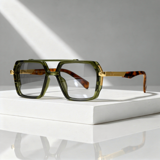 Sonnenbrille quadratisch UV400 mit Metallbügeln-Cecile Lavelle-Dunkelgrün-Cecile Lavelle