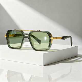 Sonnenbrille quadratisch UV400 mit Metallbügeln-Cecile Lavelle-Grün-Cecile Lavelle