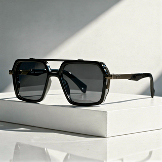 Sonnenbrille quadratisch UV400 mit Metallbügeln-Cecile Lavelle-Schwarz-Cecile Lavelle